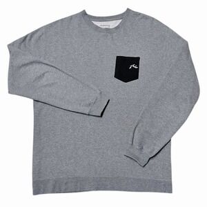 Rusty‎ Surf Skate Crewneck Sweatshirt Gray Pocket Logo Mens XL